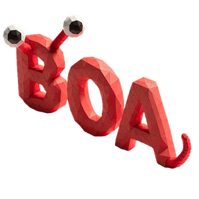 A worm made of letters BOA